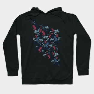 Blue & Red Exotic Monstera Plants Pattern Hoodie